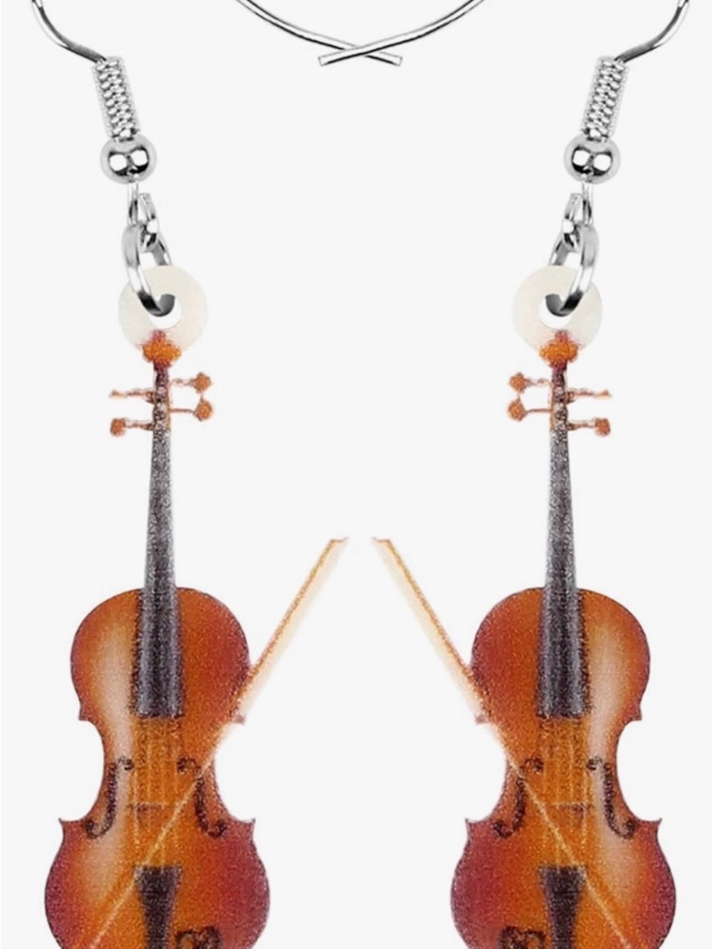 Women’s Violin Charm Drop Earrings - Brown